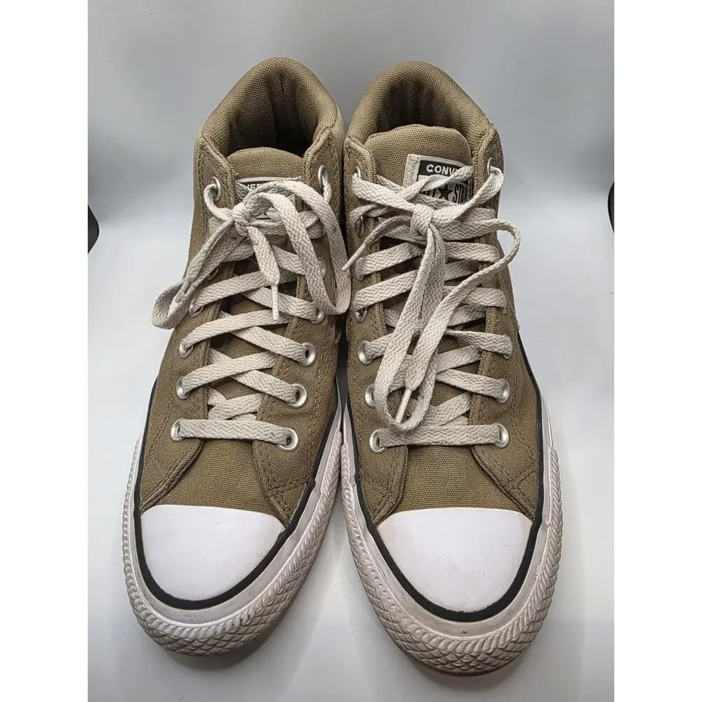 Converse Chuck Taylor All Star Mid Tan Canvas Sneakers Mens 9.5 Classic Lace Up